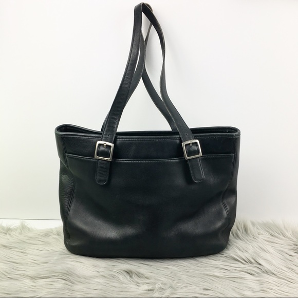Coach Handbags - Coach vintage black leather structured tote bag